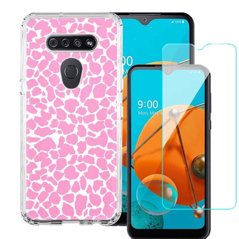 For Lg K51 Case Hybrid Bumper Phone Case With Tempered Glass Screen