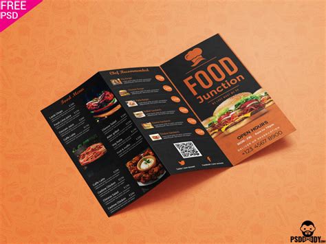 restaurant trifold menu brochure psd