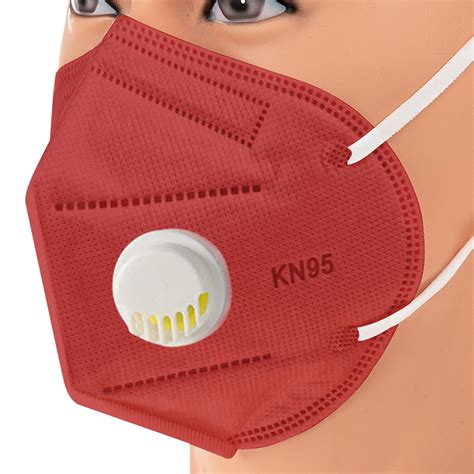 Protective Kn95 Masks With Valve Filter Ffp2 Masks 5 Layer Red Non
