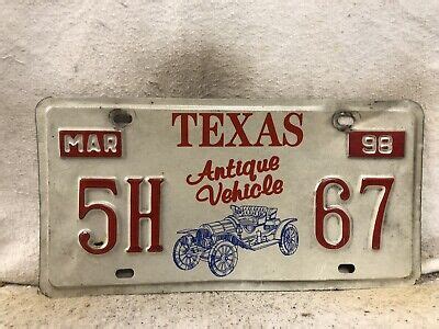 1998 Texas Antique Vehicle License Plate | eBay