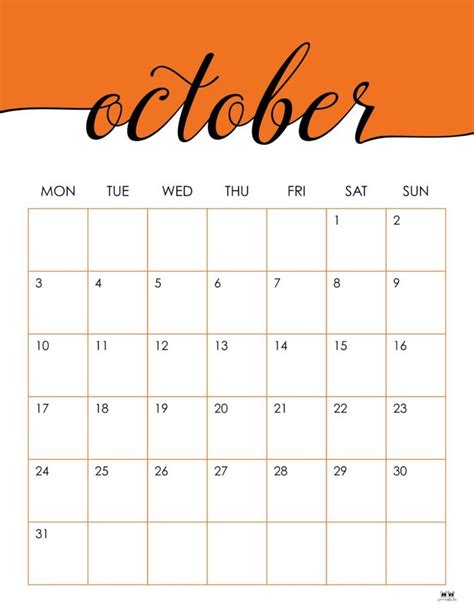 Printable October 2022 Calendar Style 31 In 2022 Calendar Printables