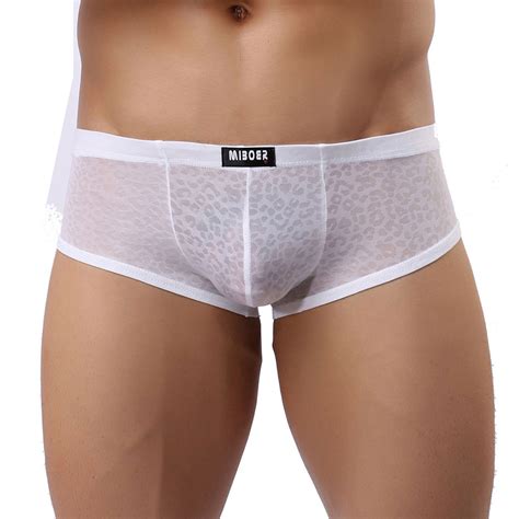 Mens Sheer Jacquard Hot Boxer Briefs Trunks Underwear Ebay