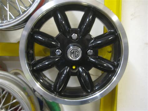 New Set Of 4 Mgb 14 X 55j Black With Polished Rim Alloy Wheels