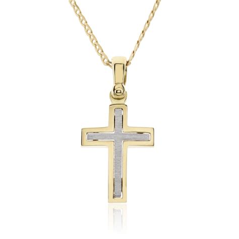 18ct Yellow And White Gold Cross Religious Jewellery Cerrone