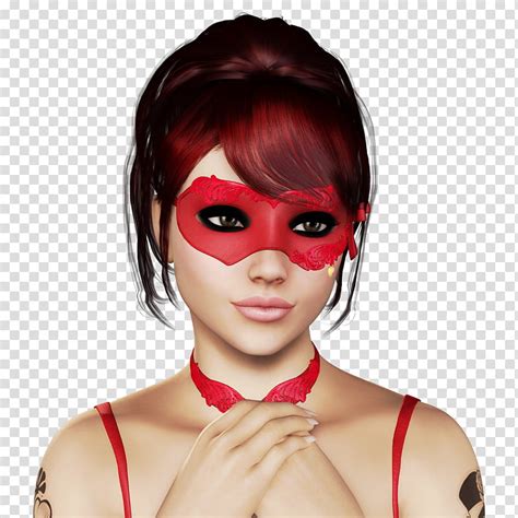 Woman In Red Mask D Anime Character Transparent Background Png Clipart