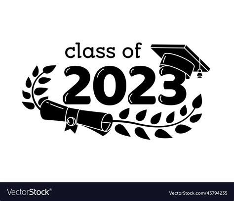 Class Of 2023 Year Graduation Sign Awards Concept Vector Image