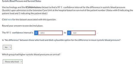 Please Answer Systolic Blood Pressure And Survival Status Use