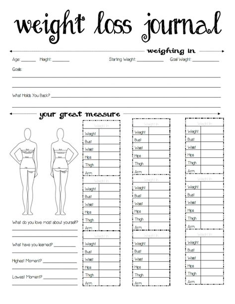 Weight Loss Journal Printables