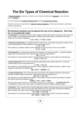 C) 4 c5h9o + 27 o2 → 20 co2 + 18 h2o. Six types of chemical reaction worksheet