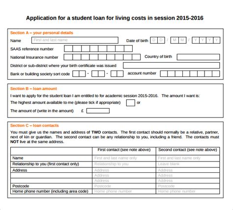 8 Students Loan Application Forms To Download For Free Sample Templates