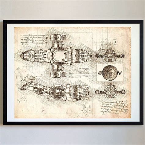 Serenity Firefly Class Code 03 K64 Da Vinci Sketch Art Print Patent