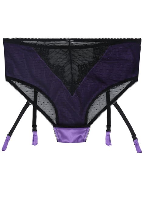 black and purple lace briefs with detachable suspenders plus size 14 to 32