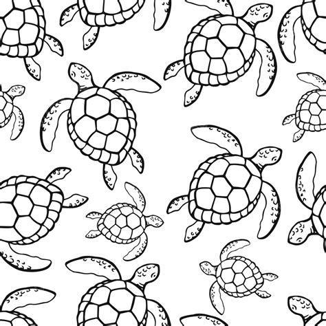 Seamless Pattern With Sea Turtle Sea Drawing Turtle Drawing Sea