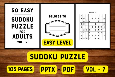 50 Easy Sudoku Puzzles Adults 9x9 Graphic By Khdesign · Creative Fabrica