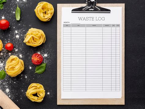 Food Waste Log Bar Waste Log Editable Restaurant Template Print