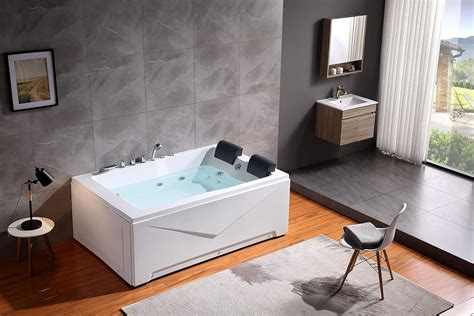 Buy Empava In Acrylic Alcove Whirlpool Bathtub Hydromassage Rectangular Jetted Soaking Tub