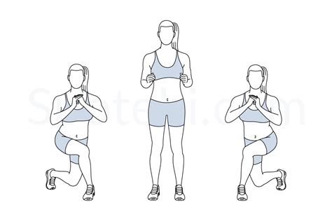 Curtsy Lunge Illustrated Exercise Guide