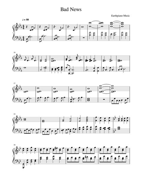 Bad News Sheet Music For Piano Solo Easy