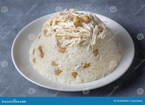 Traditional Delicious Turkish Food Rice With Chickpeas And Chicken