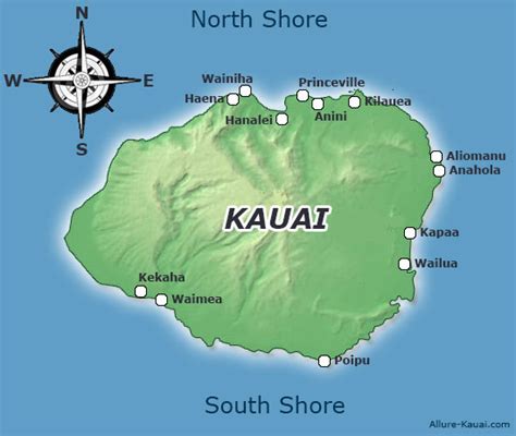 Map Of Kauai Island Allure Kauai Vacation Services Inc