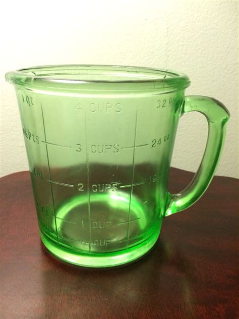 Vintage Hazel Atlas Green Cup Glass Measuring Cup