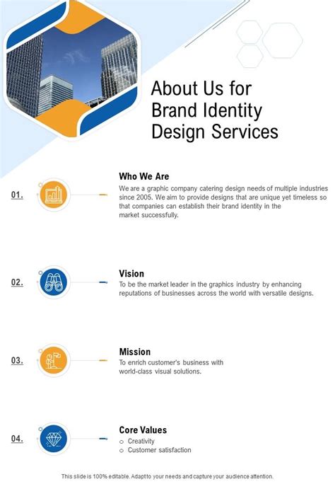 About Us For Brand Identity Design Services One Pager Sample Example