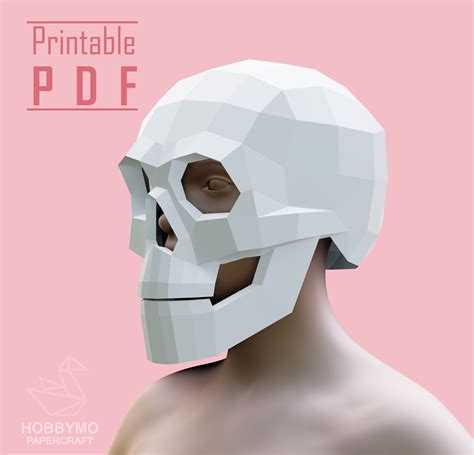 Diy Skull Mask Helmet Printable Pdf Template Paper Mask Etsy