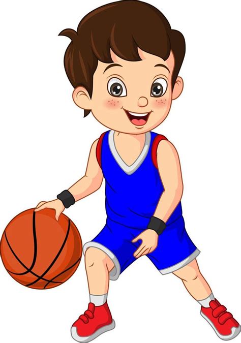 Niño Lindo De Dibujos Animados Jugando Al Baloncesto 5112977 Vector En