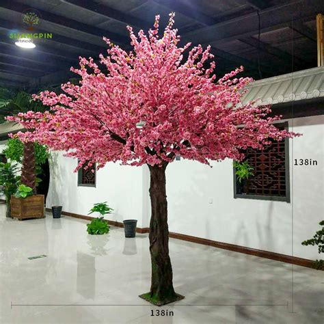 Large Plastic Artificial Cherry Blossom Pink Flowers Sakura Tree For