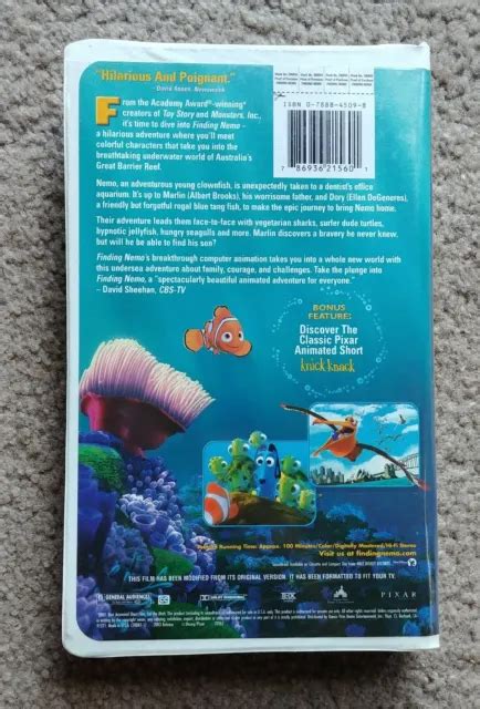 Finding Nemo Vhs Clamshell Case Walt Disney Pixar Animation Film