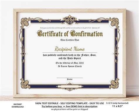 Printable Confirmation Certificate Template