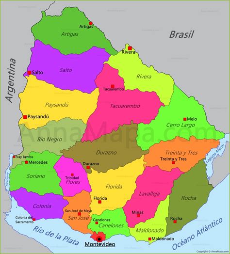 Quanto tempo um brasileiro pode ficar no mapa. Mapa de Uruguay - AnnaMapa.com