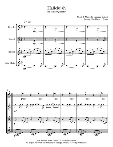 Download Hallelujah For Flute Quartet Sheet Music By
