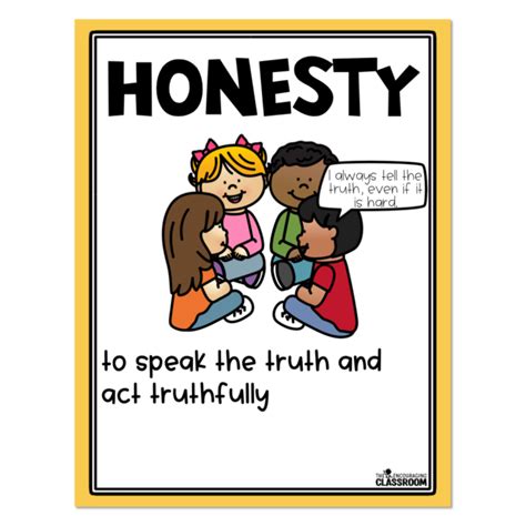 1st And 2nd Grade Social Emotional Learning Honesty Unit Poster
