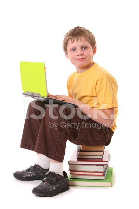 Happy Boy Using Computer Stock Photo Royalty Free Freeimages
