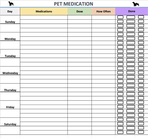 Printable Pet Medication Chart Printable Word Searches