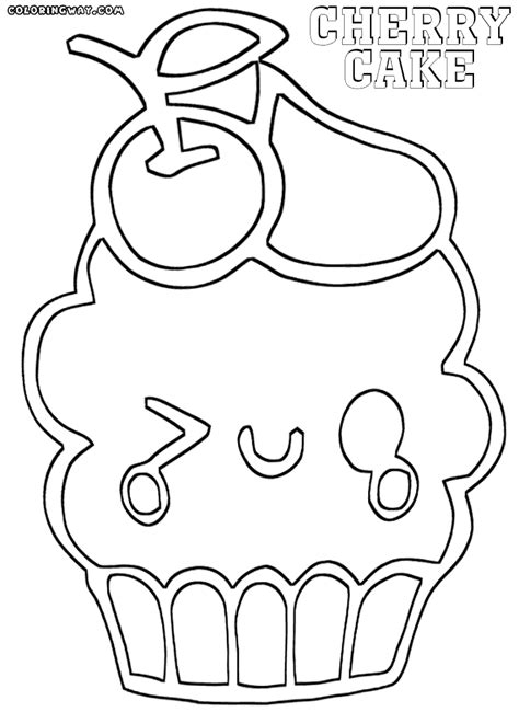 Coloring page of a muffin in the theme of easter with the traditional chocolate eggs in the background ! Kawaii Food Coloring Pages - Coloring Home