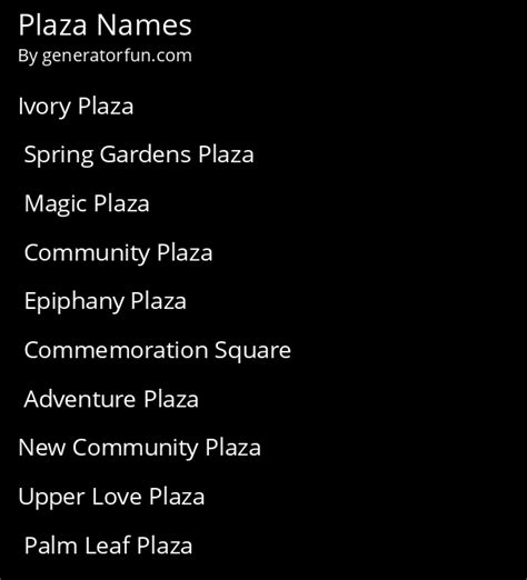 Plaza Name Generator Generate A Random Plaza Name