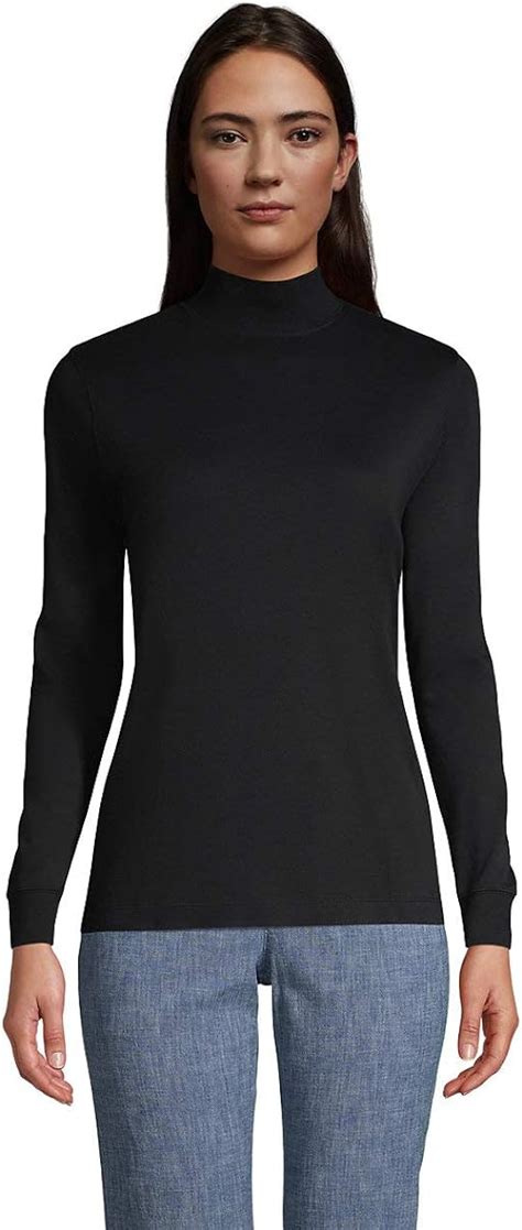 Lands End Women S Relaxed Cotton Long Sleeve Mock Turtleneck At Amazon Women’s Clothing Store