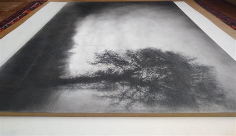 Sue Bryan Roadside Tree Realistic Black Charcoal Landscape Drawing