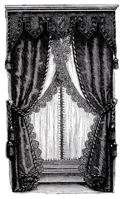 vintage clip art fancy victorian curtains draperies