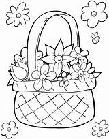 Easter Coloring Flower Basket Printable Flowers Colouring Spring Getcolorings Printables Adult Popular sketch template