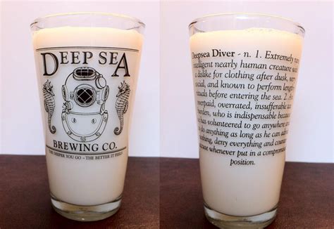 How is the deep sea defined? Deep Sea Brewing Co drinking glass with diver definition ...