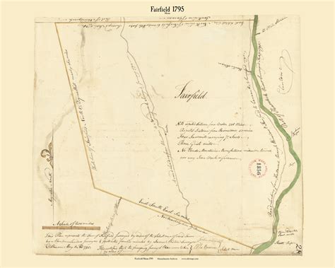 Fairfield Maine 1795 Old Town Map Reprint Roads Place Names