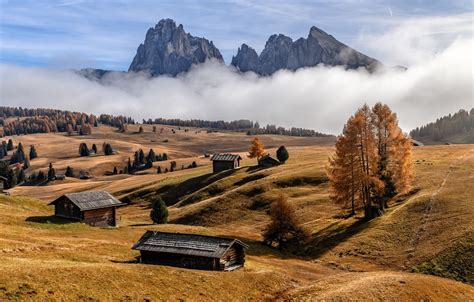 Wallpaper Nature Dolomite Alps Foggy Autumn Images For Desktop