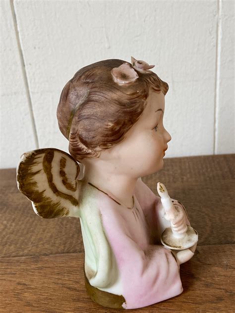 Vintage Angel Cherub Figurine Tilso Japan Hand Painted Etsy