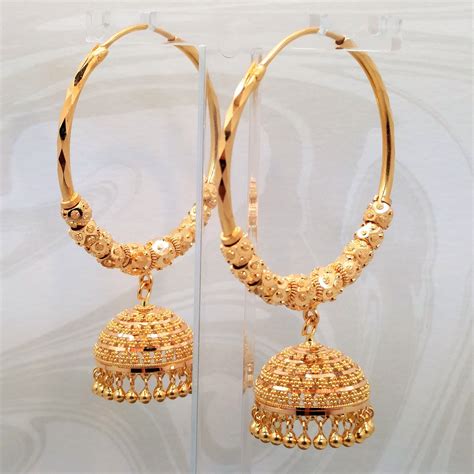 Goldshine Genuine K Solid Yellow Gold Earrings Hoop Bali Chandelier