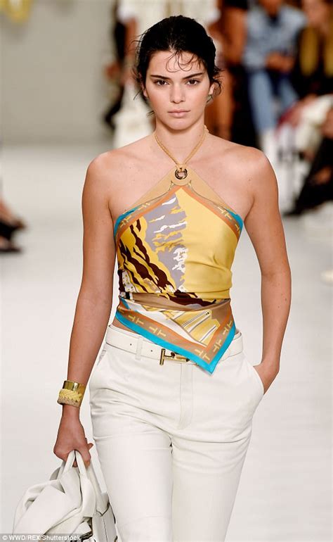 Kendall Jenner Wears Handkerchief Top For Tod S Mfw Show Daily Mail