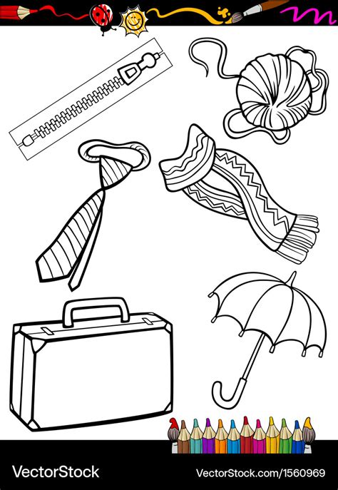 Cartoon Objects Coloring Page Royalty Free Vector Image