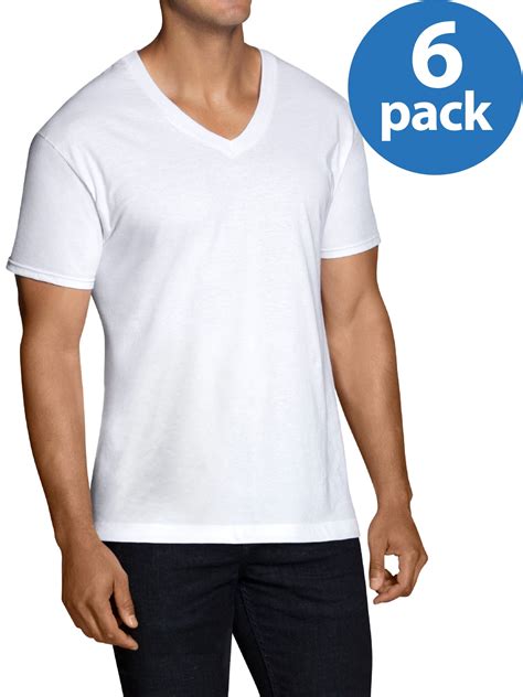 Fruit Of The Loom Tall Mens Classic White V Neck T Shirts 6 Pack